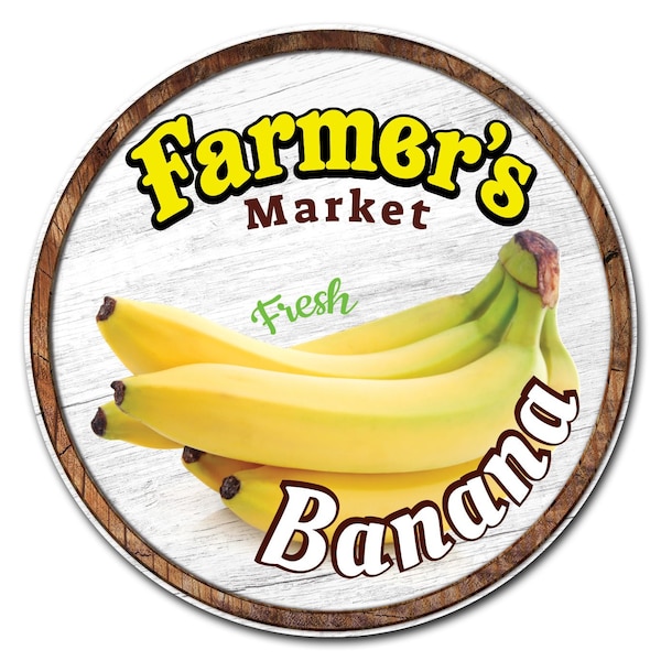 Signmission Corrugated Plastic Sign With Stakes 24in Circular-Farmers Market Banana, C-24-CIR-WS-Banana C-24-CIR-WS-Banana - main